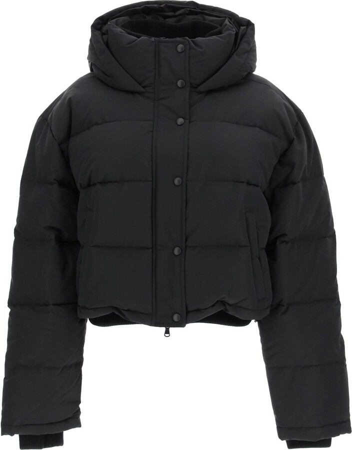 black crop puffer coat