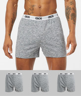 Thumbnail for your product : ASOS DESIGN 3 pack jersey boxers in grey space dye with branded waistband saving