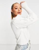 Thumbnail for your product : Qed London jumper with frill sleeve in ivory