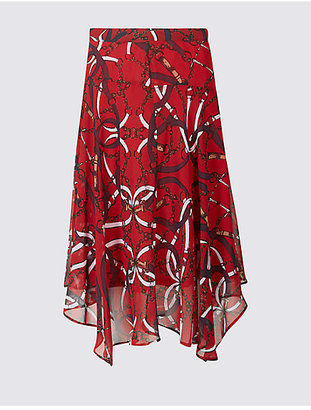 Per Una Chain Print Chiffon A-Line Midi Skirt