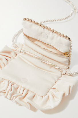 Rosantica Panino Crystal-embellished Wicker And Twill Shoulder Bag - Beige