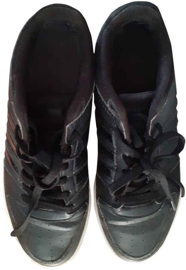adidas black trainers leather