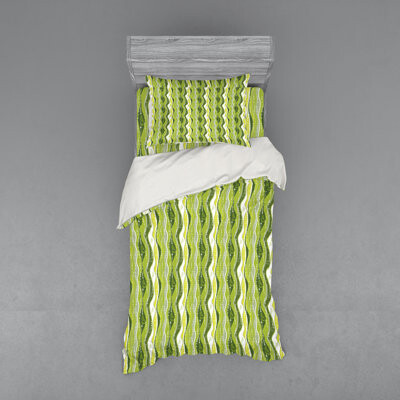 Ambesonne Green Microfiber Modern & Contemporary Duvet Cover Set