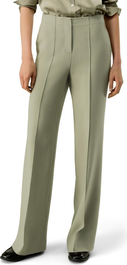 Lilysilk Women's Silk-Wool Twill Flare Pants