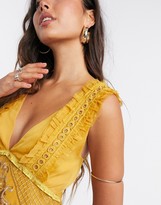 Thumbnail for your product : ASOS DESIGN mini dress with eyelet trim and embroidery