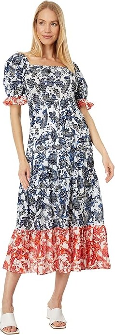 Tommy Hilfiger Puff Sleeve Floral Maxi Dress (Sky Captain/Multi) Women's  Dress - ShopStyle