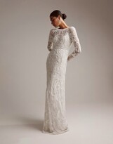 Thumbnail for your product : ASOS EDITION Alice beaded placement wedding dress in ivory