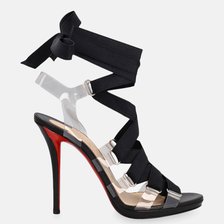 Christian Louboutin Women's Fabric Sandals - Black - EU 38 - ShopStyle