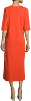 Thumbnail for your product : Joan Vass 3/4-Sleeve Cotton Interlock Maxi Dress, Petite