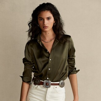 Ralph Lauren Silk Charmeuse Shirt - Size 4 - ShopStyle Tops