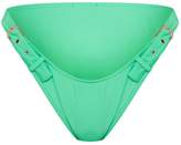 Thumbnail for your product : PrettyLittleThing Green High Leg Double Belted Bikini Bottom