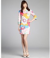 Thumbnail for your product : Julie Brown JB by blue and pink floral print 'Ellie' split neck shift dress