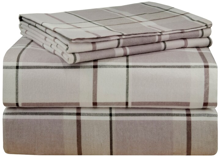 Pointehaven Jensen Plaid Luxury Weight Flannel Sheet Set, Full