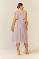 Thumbnail for your product : Plus Size Shoulder Ruffle Mesh Pleated Midi Dress
