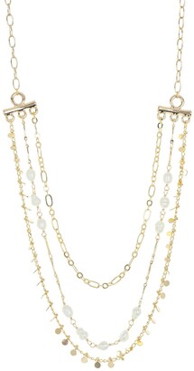 Panacea Freshwater Pearl & Charm Three-Row Collar Necklace