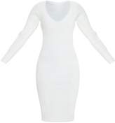 Thumbnail for your product : PrettyLittleThing Cream V Neck Knitted Midi Dress