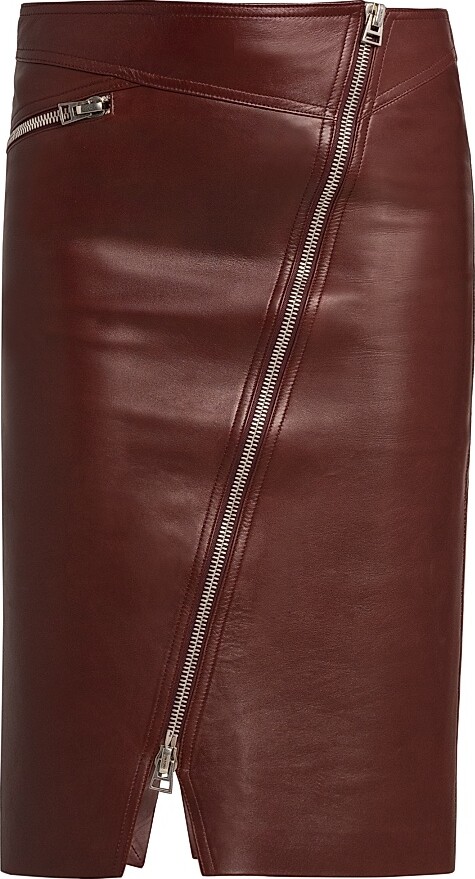 Front Zip Leather Skirt ShopStyle