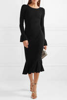 Thumbnail for your product : Michael Kors Collection Ruffle-trimmed Ribbed Stretch-knit Midi Dress