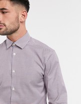 Thumbnail for your product : Selected slim fit easy iron smart gingham shirt in navy and red