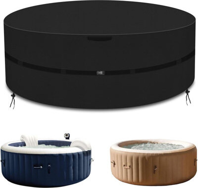 DESIGN SHOP BY SHELL Round Hot Tub Full Cover,Energy Efficient Spa Cover, Upgraded 600D Heavy Duty Oxford Cloth SPA Covers, UV Protection & Windproof, Waterproof Hot Tub C