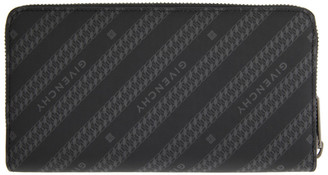 Givenchy Black and Grey Diagonal Logo Bifold Continental Wallet