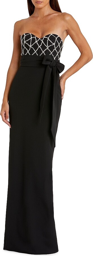 Mac Duggal Women's Crystal-Embellished Crêpe Strapless Bustier Gown - Black - Size 2