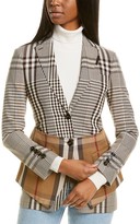 Thumbnail for your product : Burberry Basque Detail Check Wool-Blend Blazer