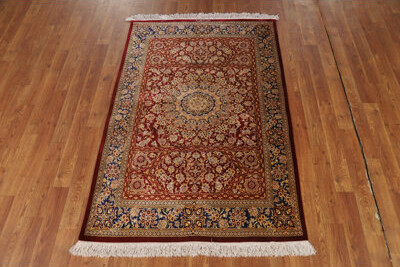 Bloomsbury Market Silk Red Floral Vegetable Dye Traditional Rug 3x5