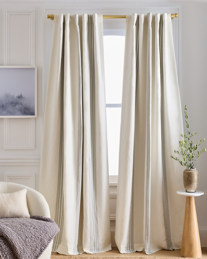 Coastal Stripe Linen Cotton Room Darkening Curtain