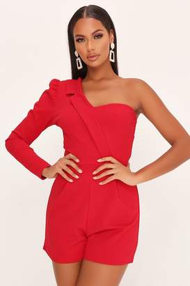 I SAW IT FIRST Red One Sleeve Lapel Playsuit
