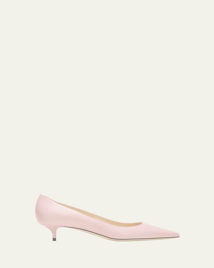 Jimmy Choo Amelia Embossed Leather Kitten-Heel Pumps