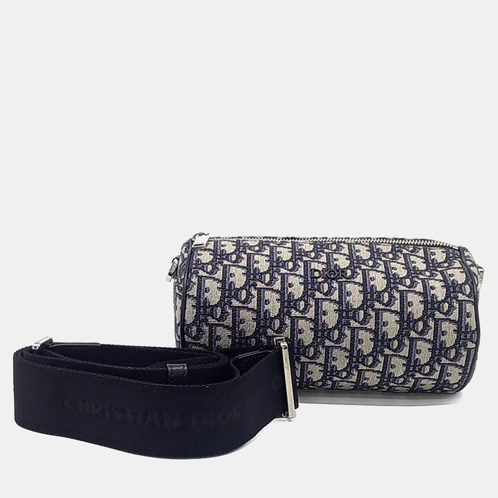 Christian Dior Blue Fabric Oblique Roller Bag