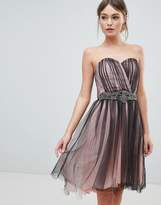 Thumbnail for your product : Little Mistress Mesh Overlay Hi Lo Dress With Embellished Waist