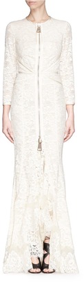 Givenchy Lace cascade ruffle zip gown