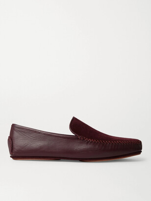 Manolo Blahnik Mayfair Leather and Suede Slippers - Men - Burgundy - UK 8