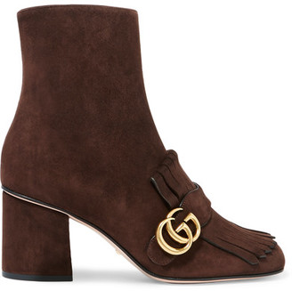 Gucci Fringed Suede Ankle Boots - Chocolate