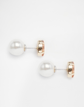 ASOS Crystal Faux Pearl Double Earrings