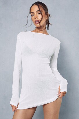 MissPap Sheer Jersey Long Sleeve Mini Dress - ShopStyle