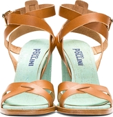 Thumbnail for your product : Studio Pollini Brown Leather Contrast Heel Sandals