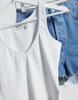 Thumbnail for your product : Weekday Novella v-neck rib tank top in white