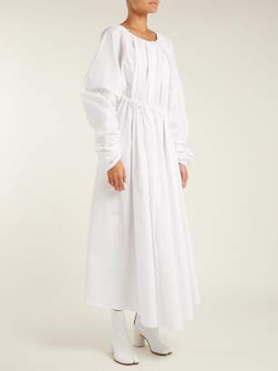 Jil Sander Gathered Asymmetric Cotton Dress - Womens - White