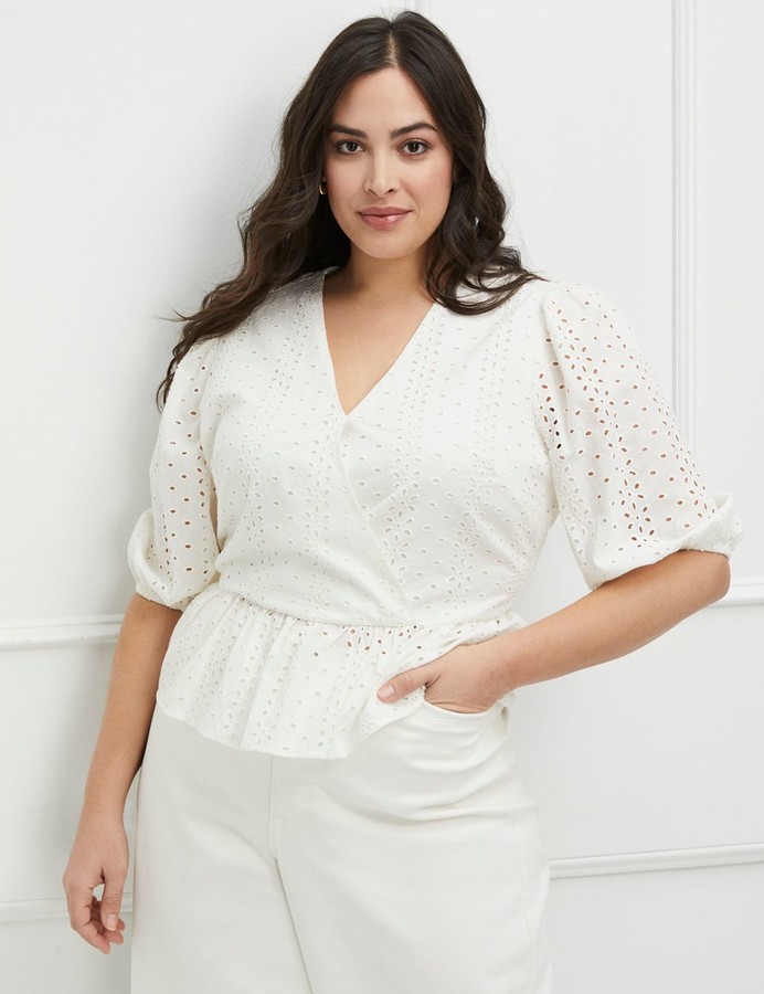 womens white peplum top