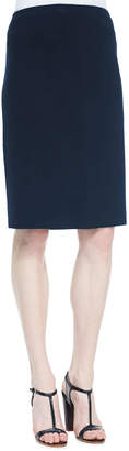 Eileen Fisher Silk-Cotton Straight Skirt, Midnight, Petite