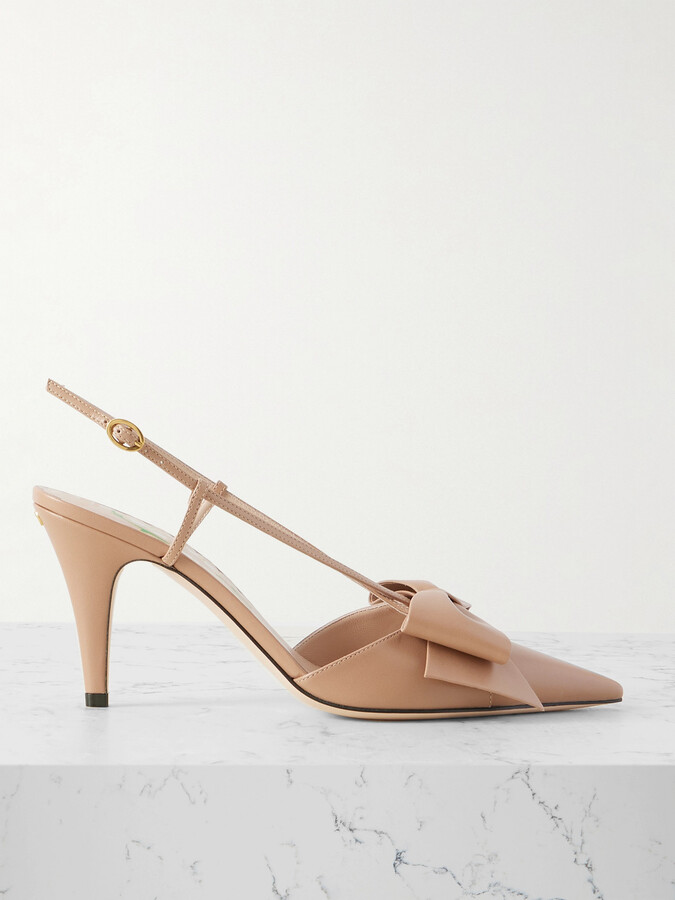 Valentino Garavani 85 Bowow Bow-detailed Leather Slingback Pumps - Pink