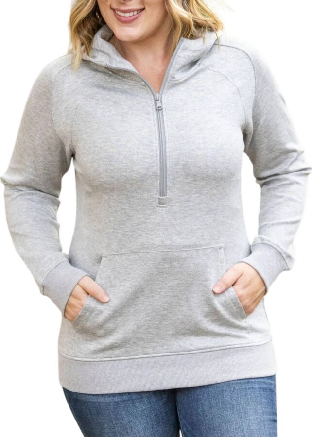 Michelle Mae Scuba Halfzip Hoodie In Gray