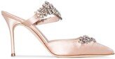 Thumbnail for your product : Manolo Blahnik Lurum 90mm crystal-embellished mules