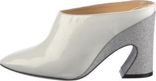 Giannico Patent Leather Mules White Semi-Pointed Toes Includes Box & Dust Bag | Giannico Patent Leather Mules in White, Women's IT 36.5 | 6.5