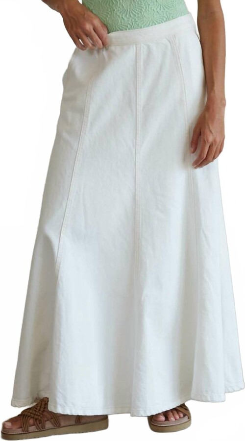 By Together Liv Denim Maxi Flare Skirt In Cream