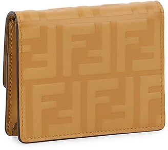 Fendi Orange Ff Embossed Leather Chain Wallet