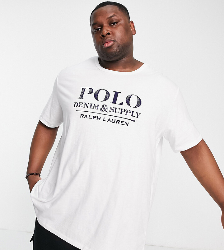 Polo Ralph Lauren Big & Tall denim logo t-shirt in white - ShopStyle